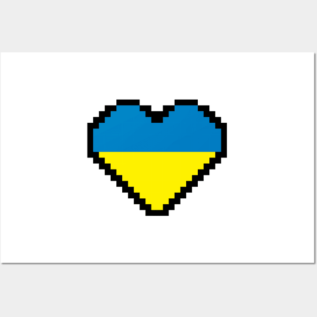 Ukraine Flag Pixel Art, Ukranian Flag  pixel art Wall Art by mrsupicku